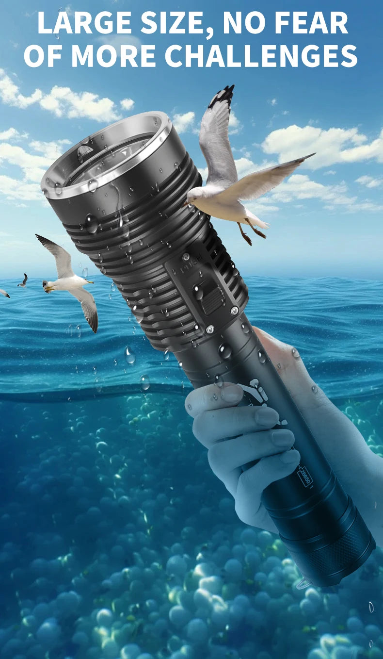 Powerful 3000 Meters LED Flashlight With Side Light 7 Modes USB Rechargeable With 300W Tactical Lantern Camping Lanter
