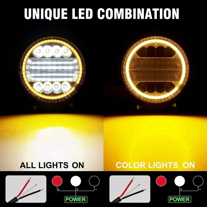Car 4WD Truck Tractor Boat Trailer 72W Car Led Working light With DRL Angel Eye Light Pod Off Road Spotlight Light