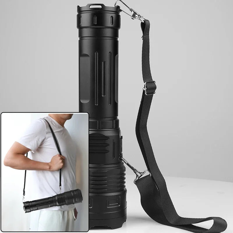 50W White Laser COB LED Flashlight Long-lasting Zoom Waterproof Camping Work Lantern Strong Light Dual Switch High PowerOutdoor