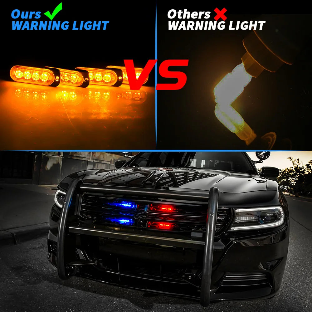 4 قطع من مصابيح LED لسيارة الإسعاف والشرطة ورجال الإطفاء ومصابيح تحذيرية ثابتة ومصابيح LED لتصفيف السيارة وملحقات السيارات المقاومة للماء 12 فولت