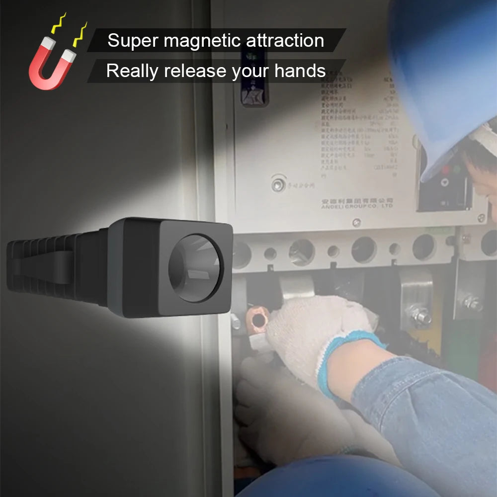 Dual Light Source LED COB Flashlight Super Bright Handfree 90 Degree Rotary Waterproof Magnet Lighting LED Torch For Camping