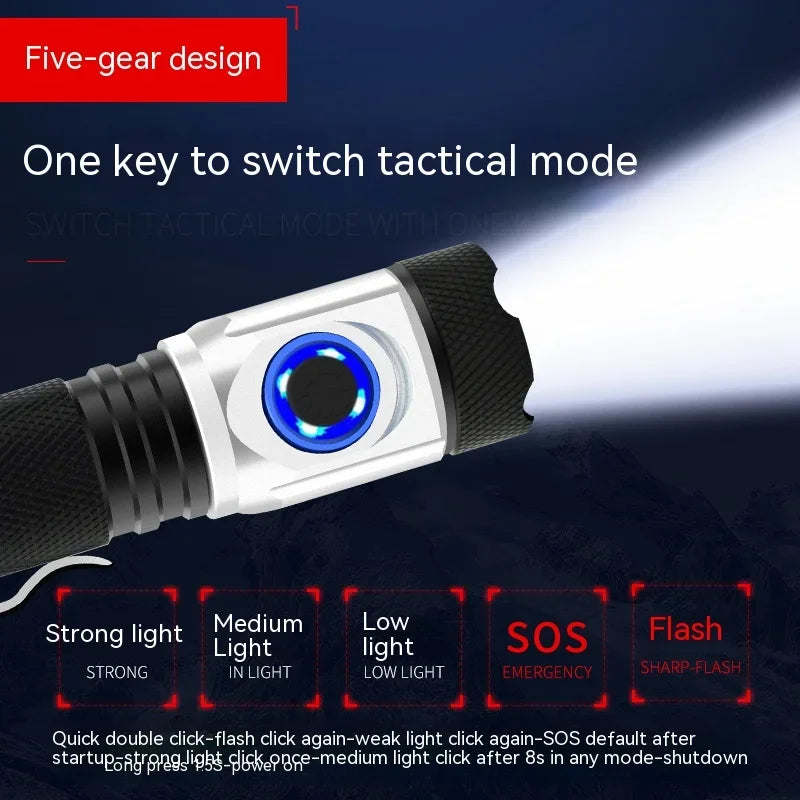 Potente linterna LED mini USB 4*XPG LED táctica impermeable recargable batería 18350/18650 luz de campamento