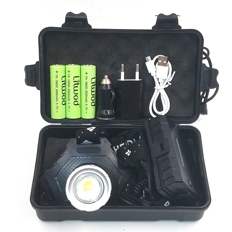 Most Powerful XHP50 LED Headlight headlamp Head Lamp Power Flashlight headlight 18650 battery Best For Camping fishing