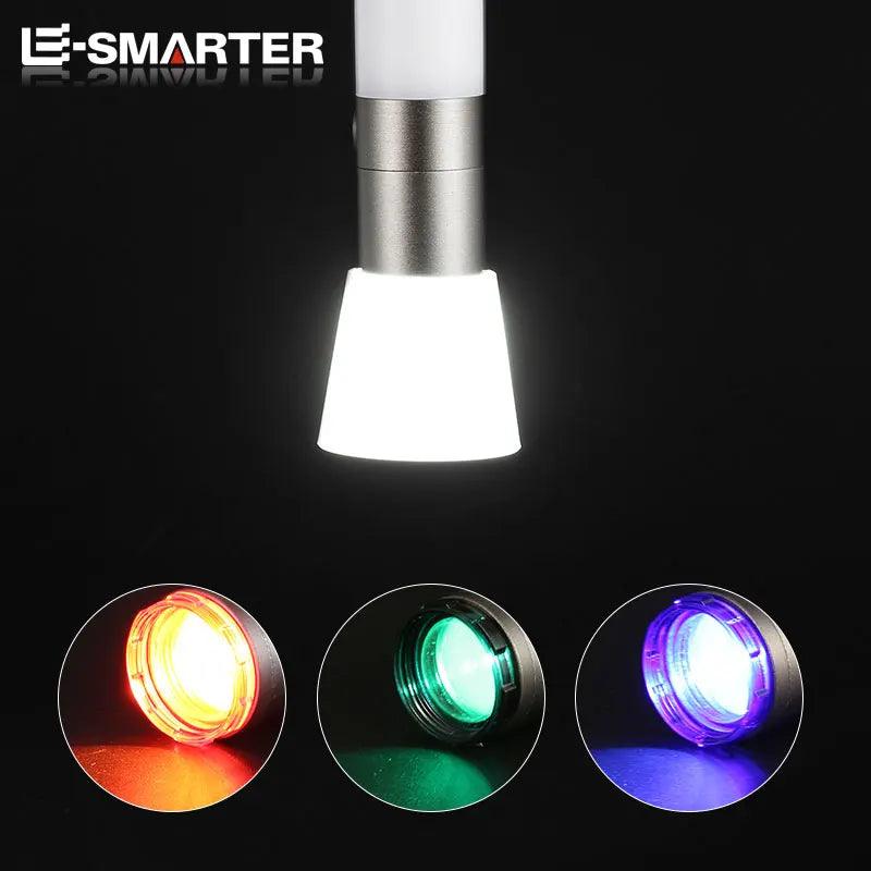High Bright LED Flashlight Rechargeable Telescopic Portable Lamp Outdoor Camping COB Side Light with 3 Color Lens and Magnetic