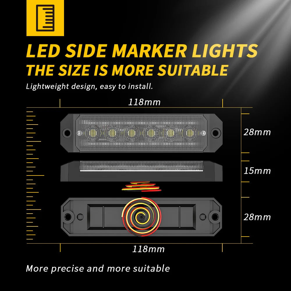 24Led Strobe Warning Side Light Super Bright Grille Flashing Lightbar Constant Truck Car Lamp Amber White Red Blue 12V 24V