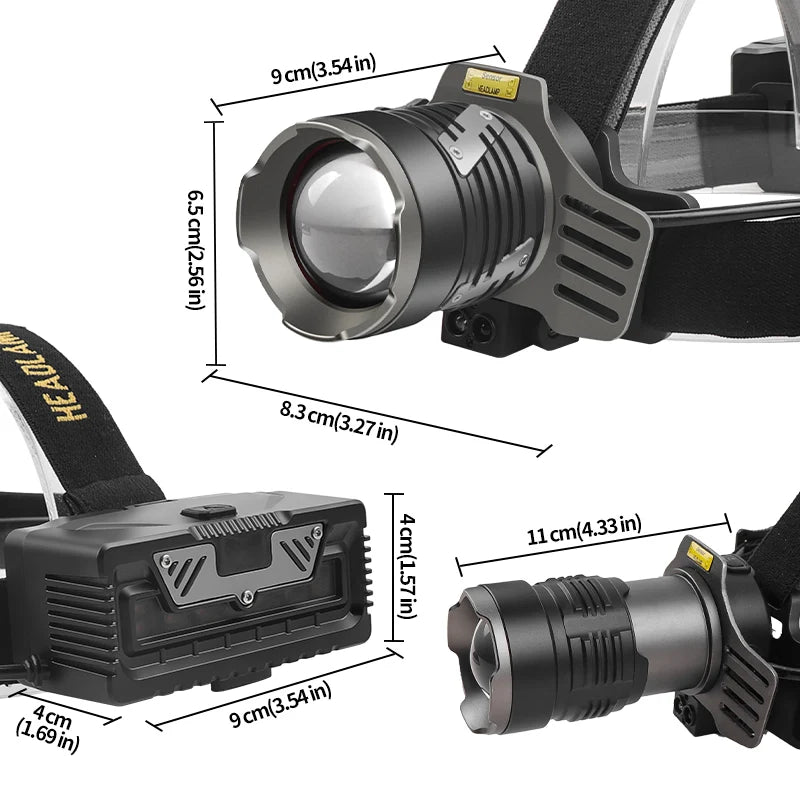 New XHP360 Powerful Headlamp 2 * XHP50 LED USB Flashlight White Laser Induction Headlight Lantern Rechargeable 26650 Zoom Torch