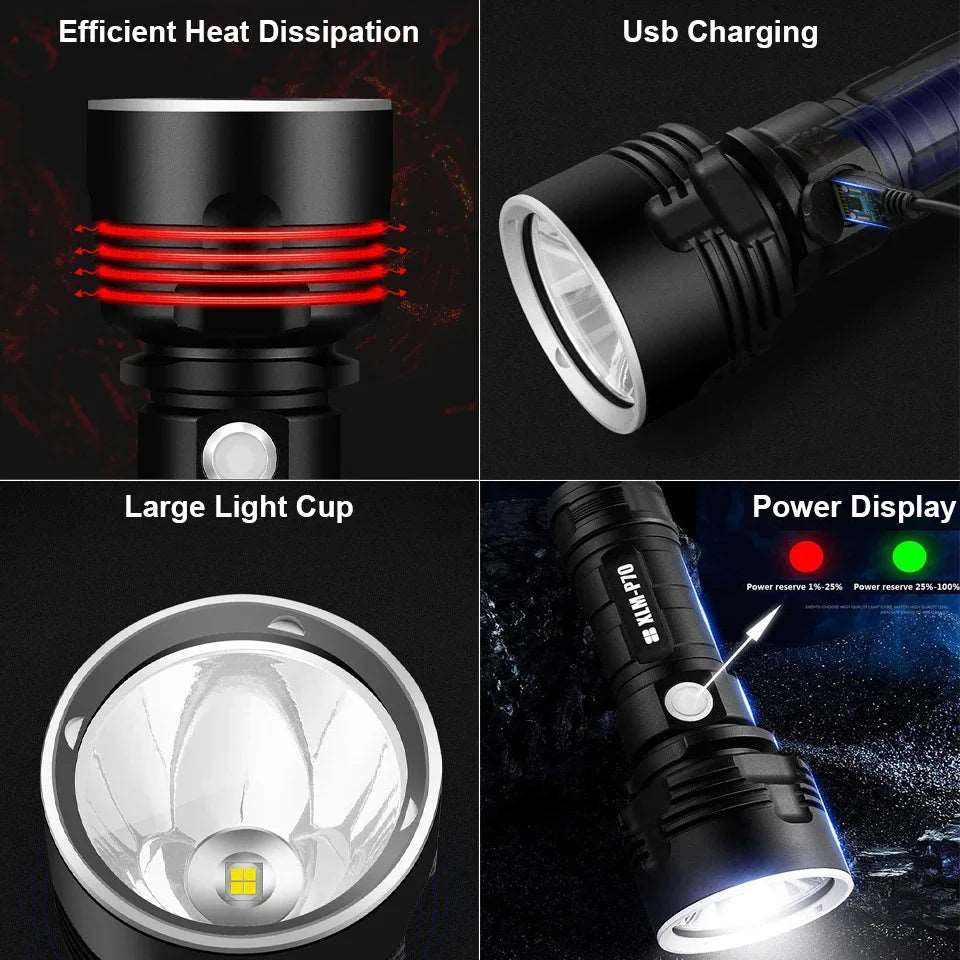 XHP70 LED Flashlight Tactical Torch USB Rechargeable Linterna Waterproof Lamp Ultra Bright Lantern Camping 1475