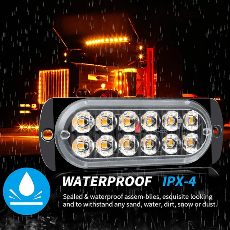 12LED Car Warning Light Emergency Side Lamp Strobe Light Waterproof Signal Lamp for Car Truck