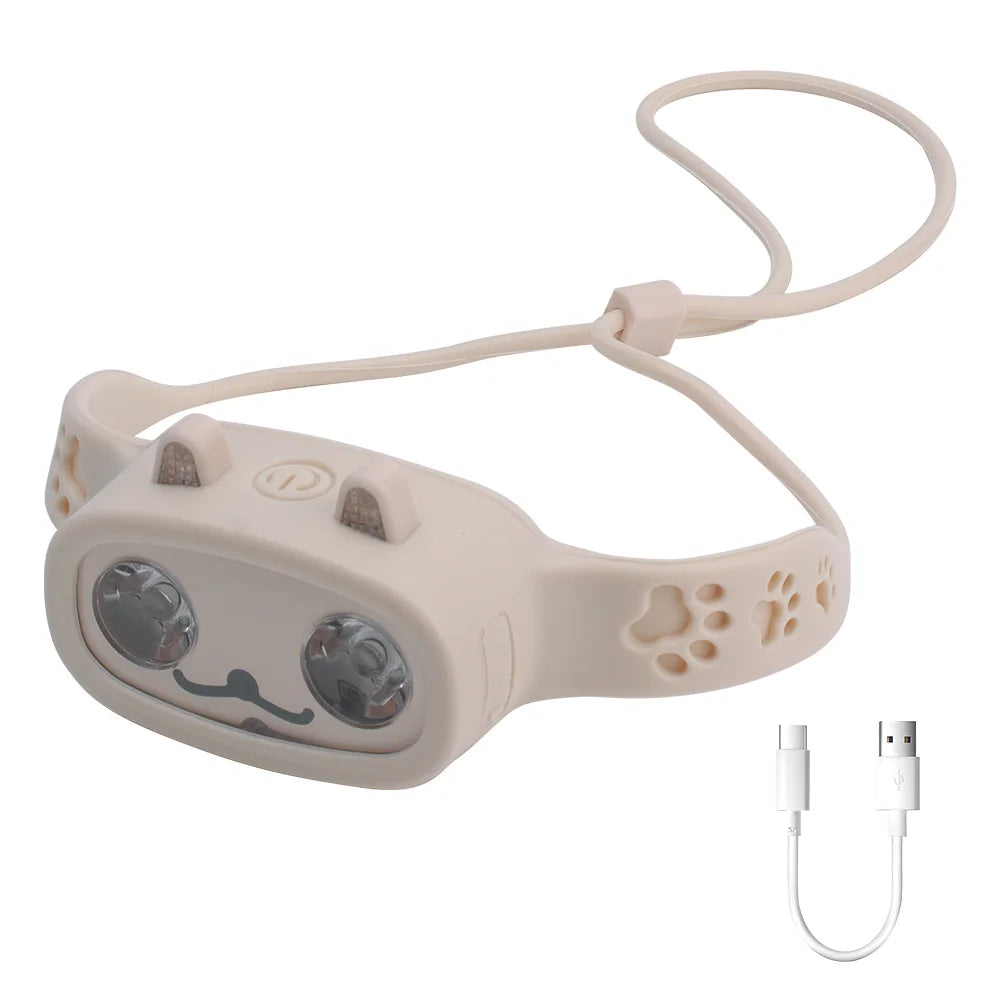 Kids Rechargeable LED Headlamp with Built-in Battery 4 Lighting Modes Waterproof Head Torch for Outdoor Camping & Gifts