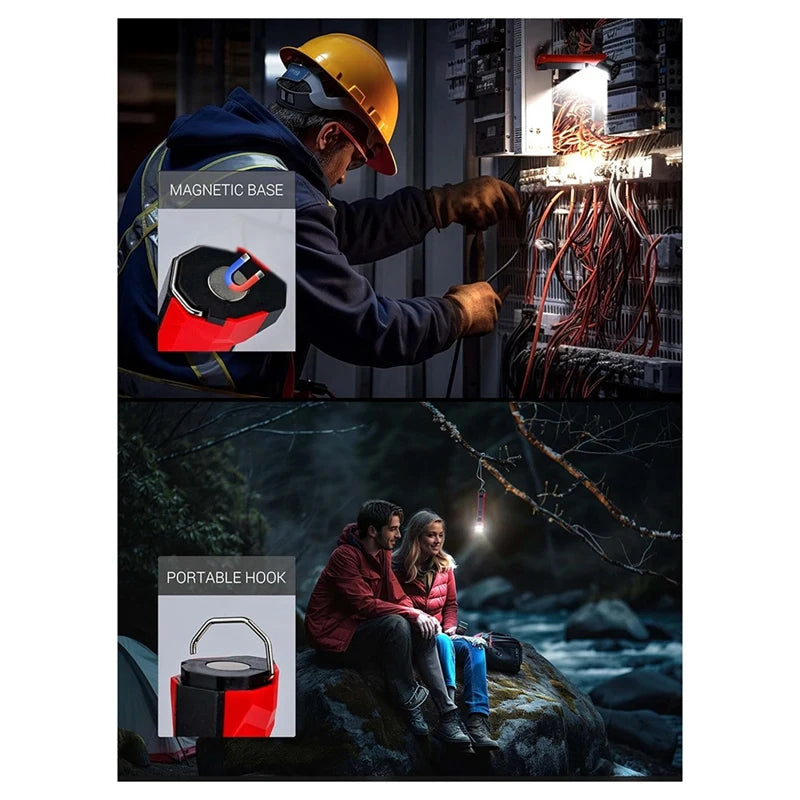 Rechargeable Work Light, Red & Black Plastic 1200 Lumens Magnetic Work Light With 160° Rotate Design
