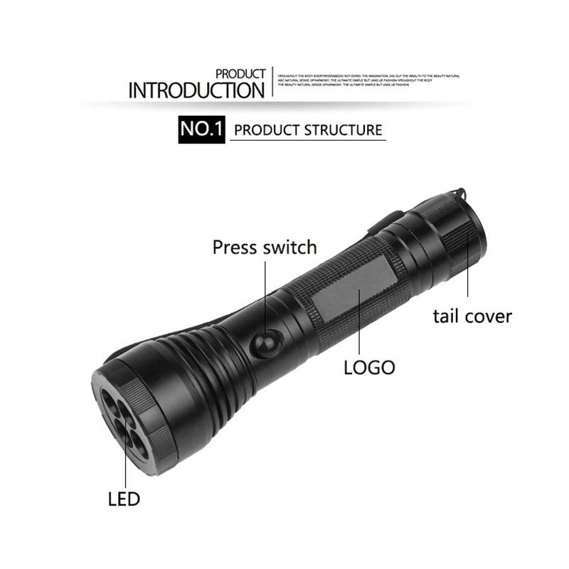 مصباح يدوي LED قوي متعدد الوظائف بأربعة ألوان للصيد ومصباح إشارة ومصباح تحذير خارجي ومصباح يدوي من سبائك الألومنيوم