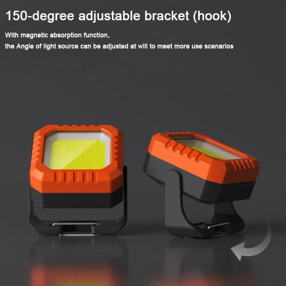 With Hook Mini Keychain Flashlight Strong Magnetic Adsorption Battery Level Display Floodlight Adjustable Bracket Waterproof