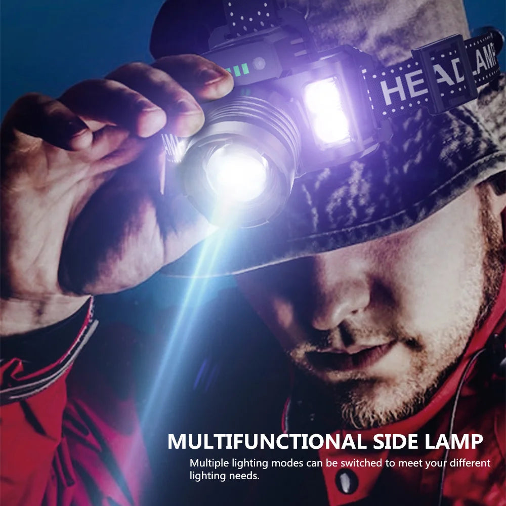 Motion Sensor Headlamp Super Bright 1200 Lumen Waterproof LED Headlight White Red Light Camping Head Light Fishing Head Lamp