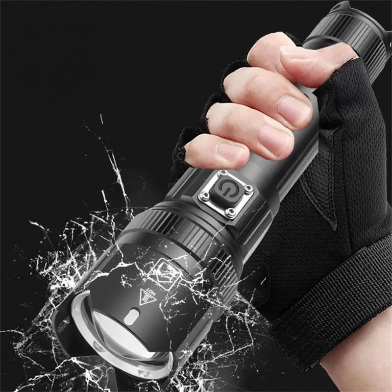 Bright Flashlight Type-c USB Rechargeable Telescopic Zoom Power Display High Brightness Flashlight