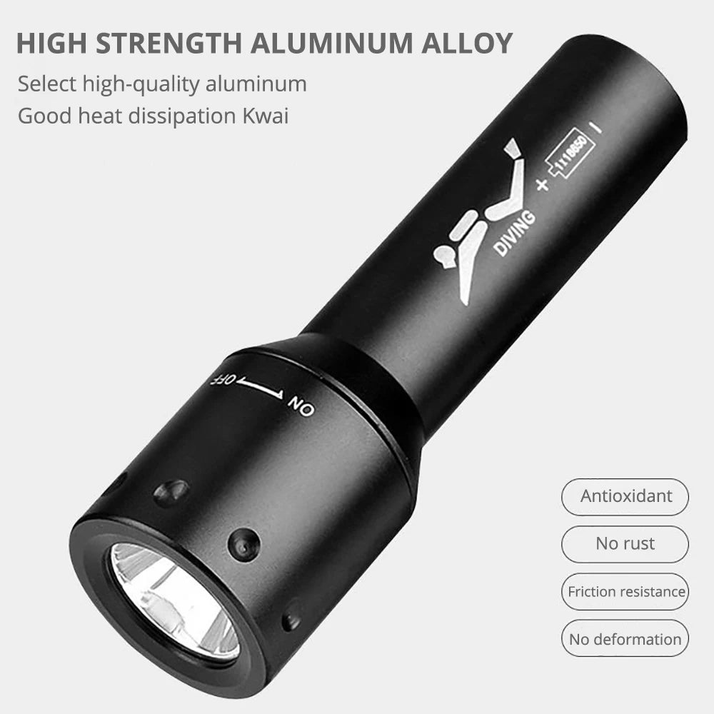 Most Powerful Professional Diving Flashlight Underwater Scuba Diving Torch IPX8 Waterproof Dive Light 18650 Battery