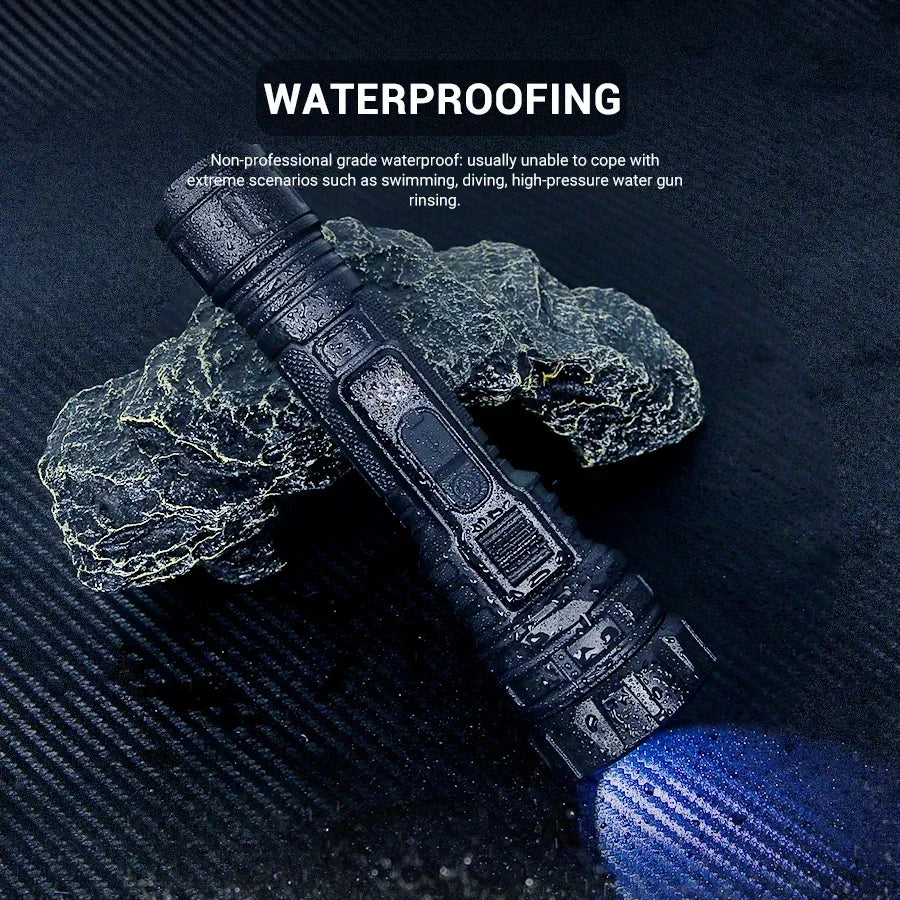 Zoomable Tactical Flashlight USB-C Rechargeable Long Range LED Torch for Hunting/Fishing/Camping (IPX4 Waterproof)