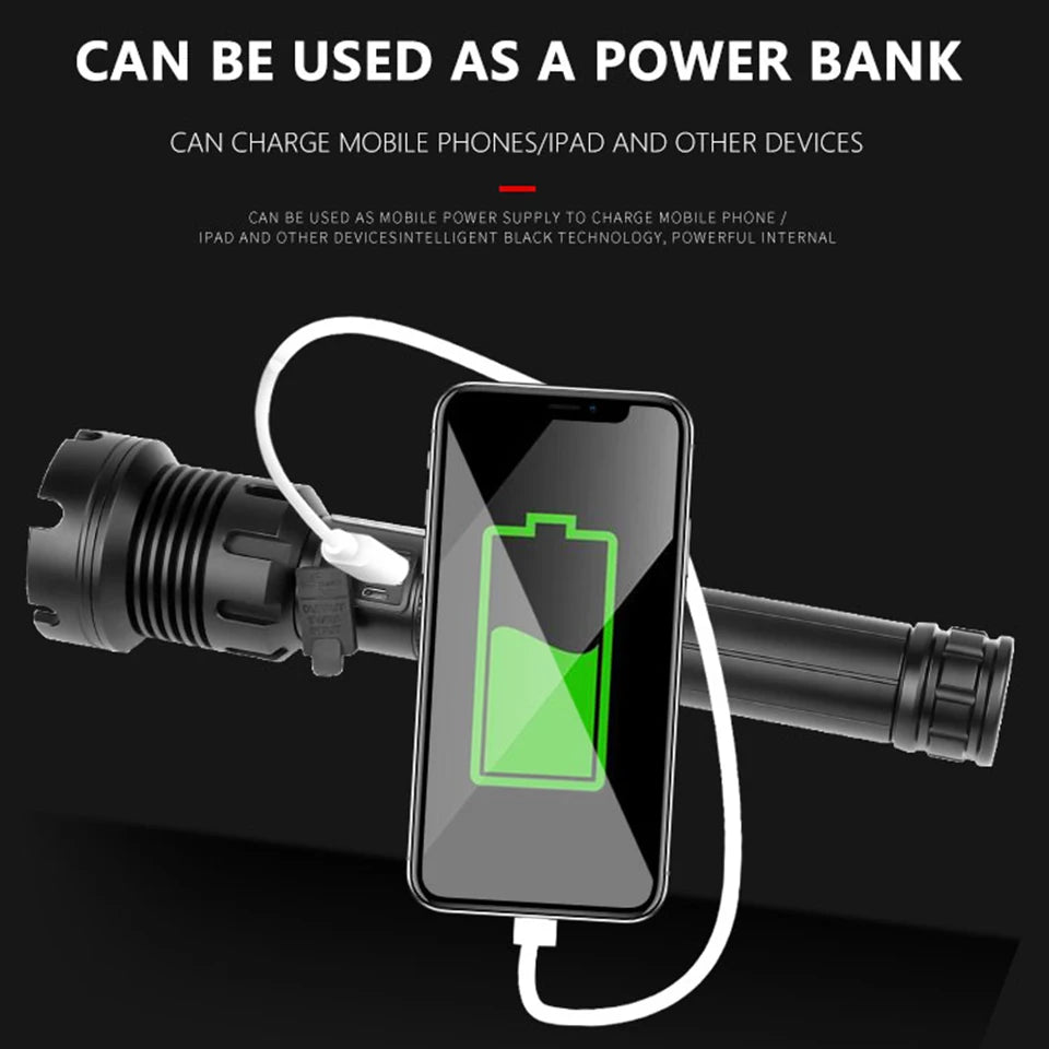 LED XHP160 core Flashlight Powerbank Torch Usb Rechargeable 18650 26650 Battery Zoomable Aluminum Lantern