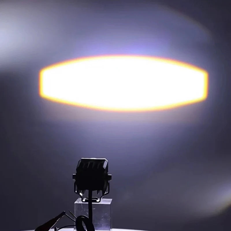 motorcycle spotlight universal led headlight projection lens two-color auxiliary spotlight yellow + white light