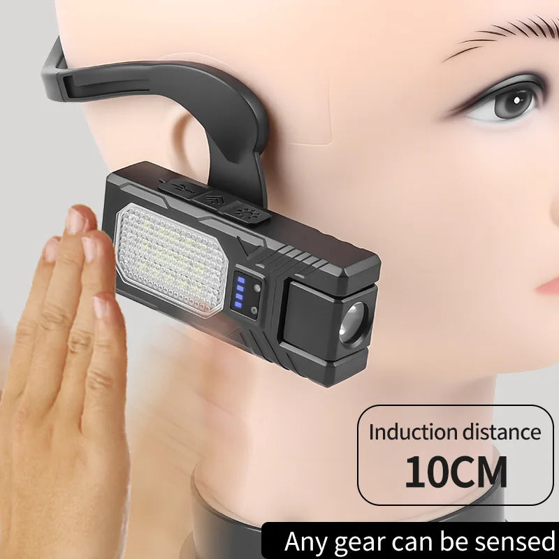 Hanging Ear Detachable Headlamp Sensor Camping Headlight Mini Portable Flashlight Magnetic Work Light Waterproof Emergency Lamp