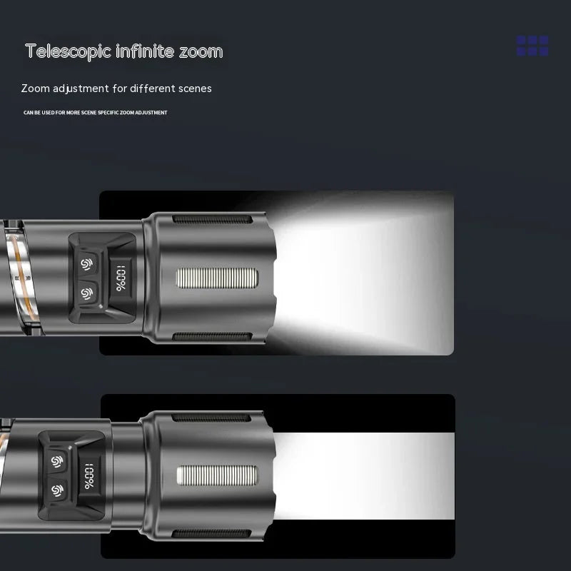 Zoom Rchargeable Flashlight Outdoor Lighting Waterproof Strong Light Removable Flashlight Power Bank Function