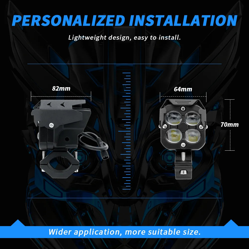 Motorcycle LED Light Headlight Motorcycle Fog Lights Led Auxiliary Driving Lamp Spotlight Dual Color farol Moto Fog Lamp