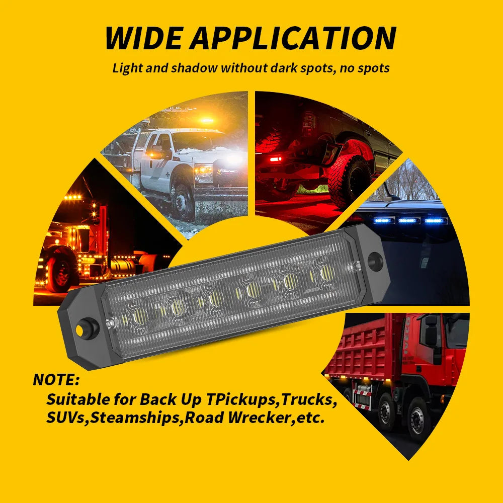 24Led Strobe Warning Side Light Super Bright Grille Flashing Lightbar Constant Truck Car Lamp Amber White Red Blue 12V 24V