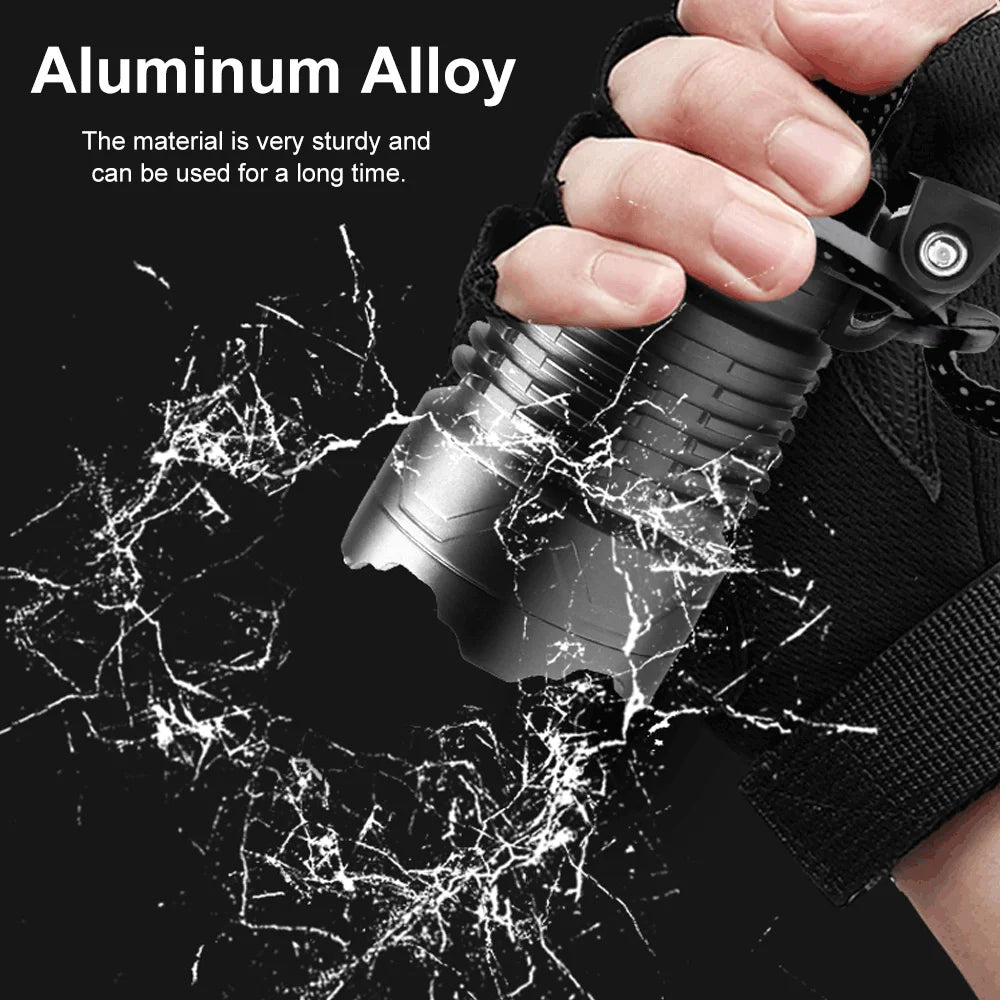 Linterna frontal LED de alta potencia XHP360 de 2000 m, superbrillante, para exteriores, de largo alcance, táctica, con batería externa de emergencia, para uso con 18650