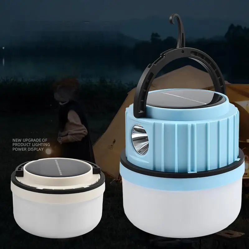 Waterproof Solar LED Camping Light Rechargeable Tent Lamp Portable Lanterns Outdoor Emergency Lights Market Energy Saving Bulb