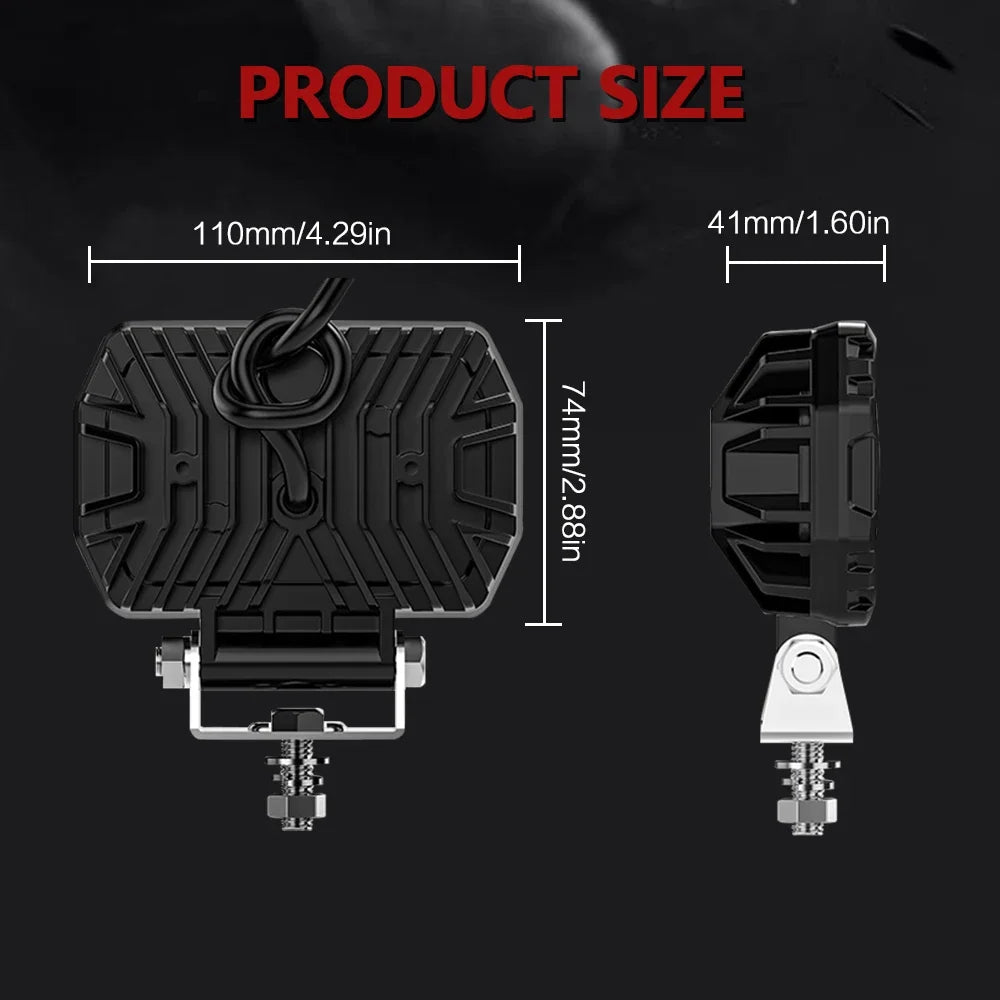 New 5Inch Square Driving Spotlight Engineering Vehicle LED Work Light Off-road Vehicle Fog Light Truck Warning Light