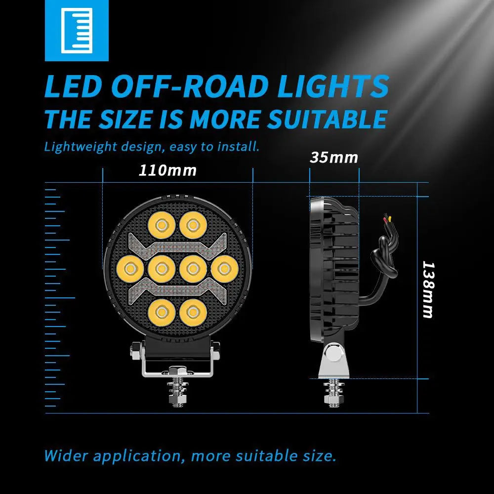 Mini 3inch DRL Round Car LED Work light Bar Spotlight Off-road Driving Lamp for Truck Boat SUV Headlights White Yellow Bulb