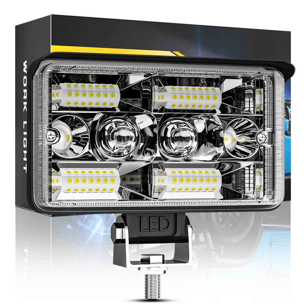 Car Led Work Light Bar Unlimited LED Flood Work Lamp With Amber Ambient Light for Jeep ATV SUV Truck Tractor Boat