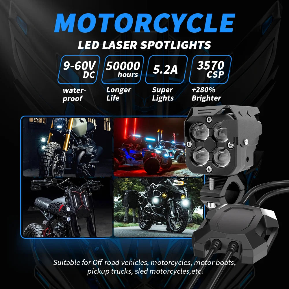 Motorcycle LED Light Headlight Motorcycle Fog Lights Led Auxiliary Driving Lamp Spotlight Dual Color farol Moto Fog Lamp