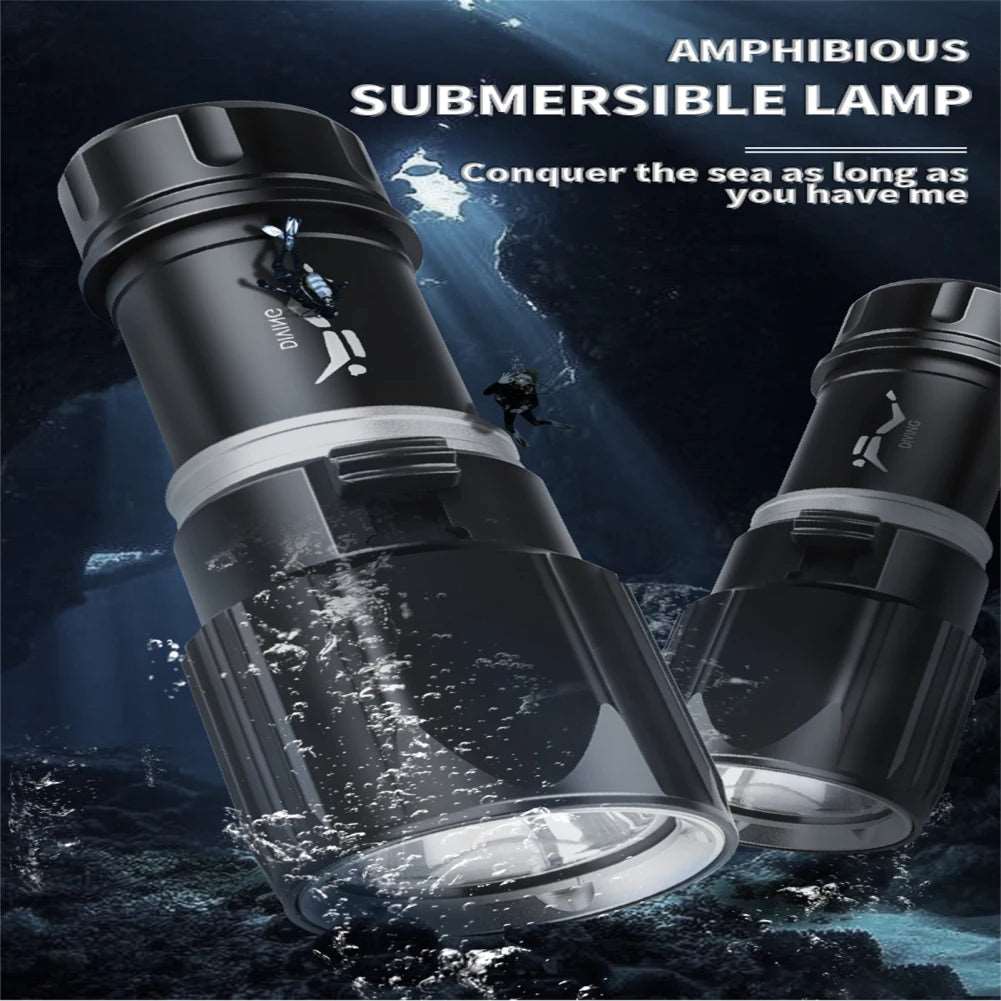 Diving Scuba Flashlight 1000 Lumens IPX8 Waterproof Super Bright XHP 70 LED Torch Rechargeable Flashlight