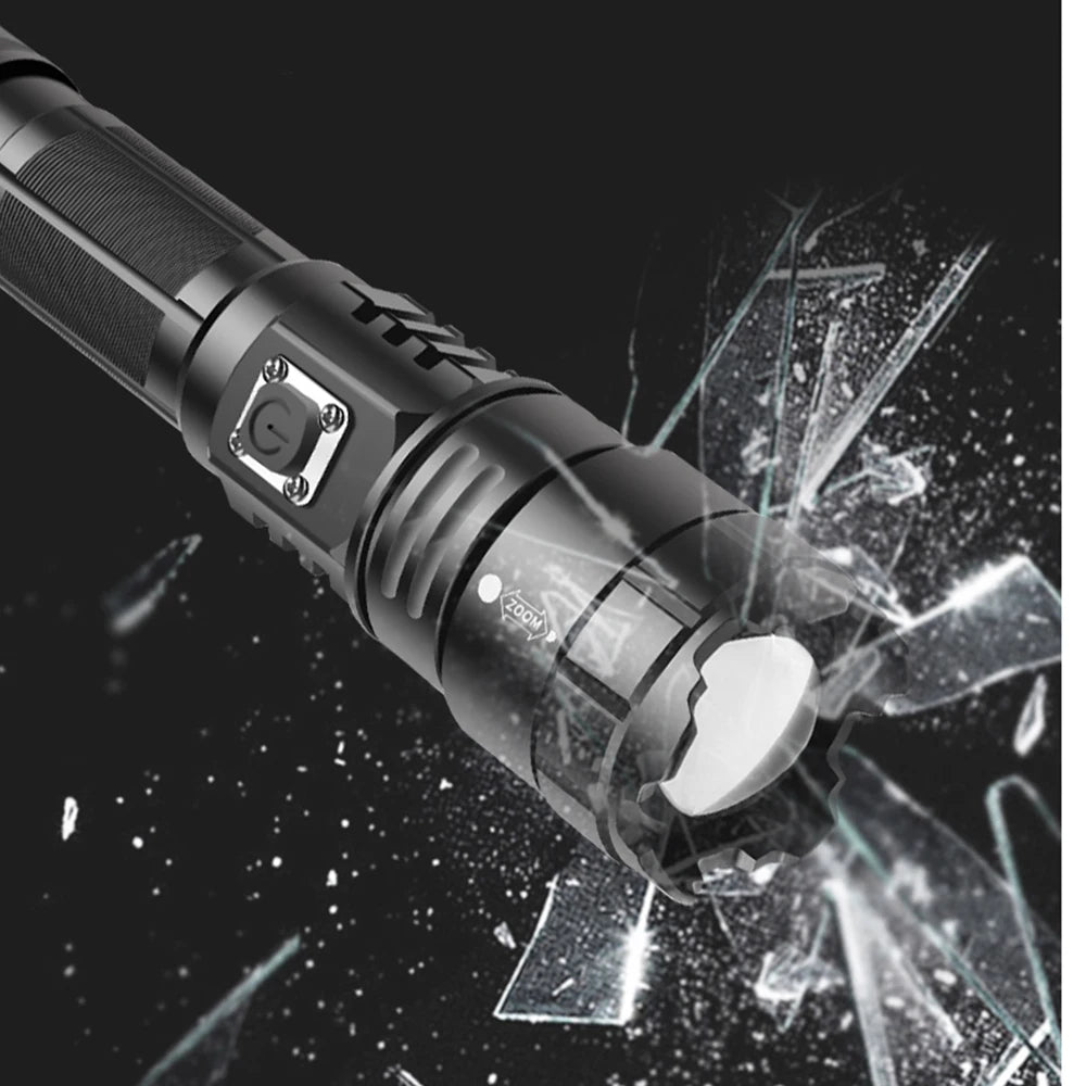 Super Strong LED Flashlight USB Rechargeable Torches Zoom Highlight Flashlights Outdoor Camping Fishing Portable Lighting Tools