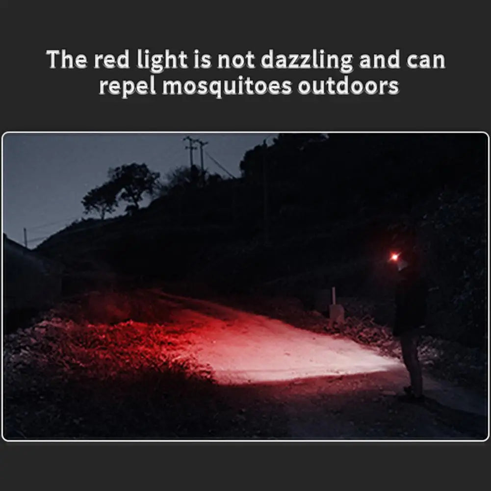 Headlamp Rechargeable With White Red Light Motion Sensor 7 Modes Head Lights For Camping Cycling Running Fishing