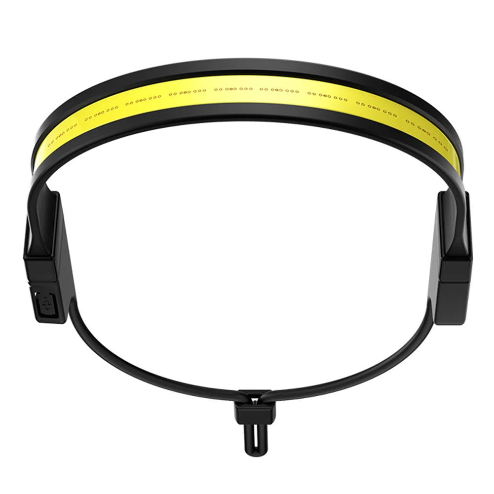 LED+COB Head Torch 3 Modes USB Rechargeable Head Flashlight Digital Power Dispaly for Camping Dog Walking Fishing Hiking