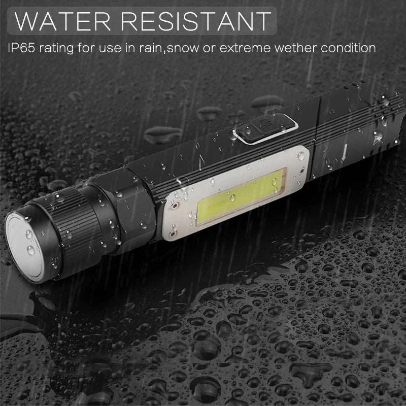 15000LM Handfree Tactical Flashlight Dual Fuel 90 Degree Twist Rotary Clip Rechargeable Super Bright 5 Modes LED Torch Outdoor