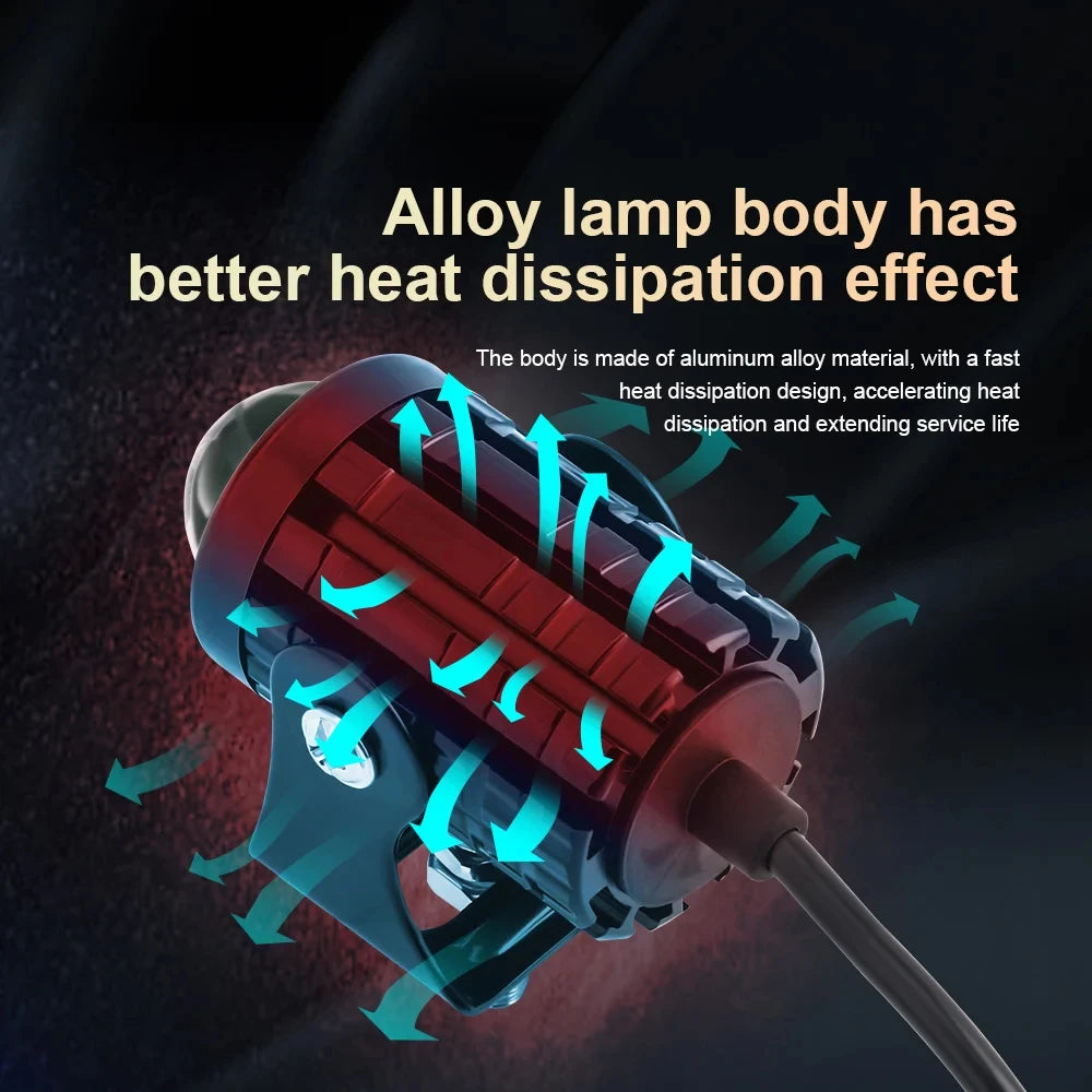 Faros LED para motocicleta, accesorios para motocicletas, faros antiniebla, miniproyector, lámpara de conducción, lente para scooter ATV, color dual, 12 V