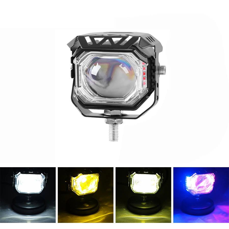 Motorcycle LED Driving Fog Lights 9V-60V 4 Lighting Modes LED Auxiliary Lights IP67 Waterproof for Tractor Truck ATV UTV