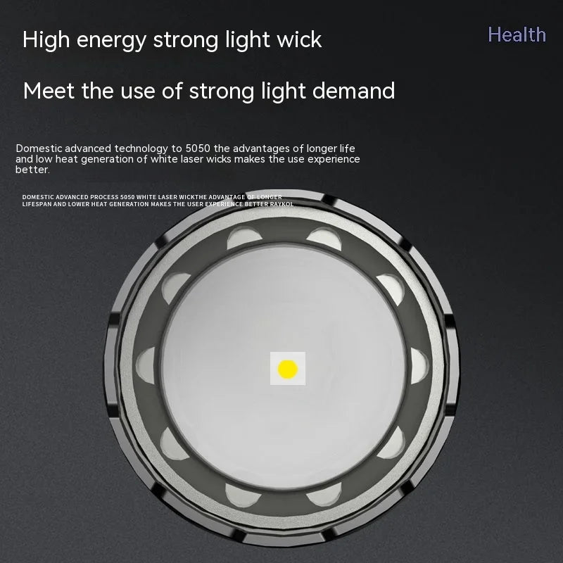 Zoom Rchargeable Flashlight Outdoor Lighting Waterproof Strong Light Removable Flashlight Power Bank Function