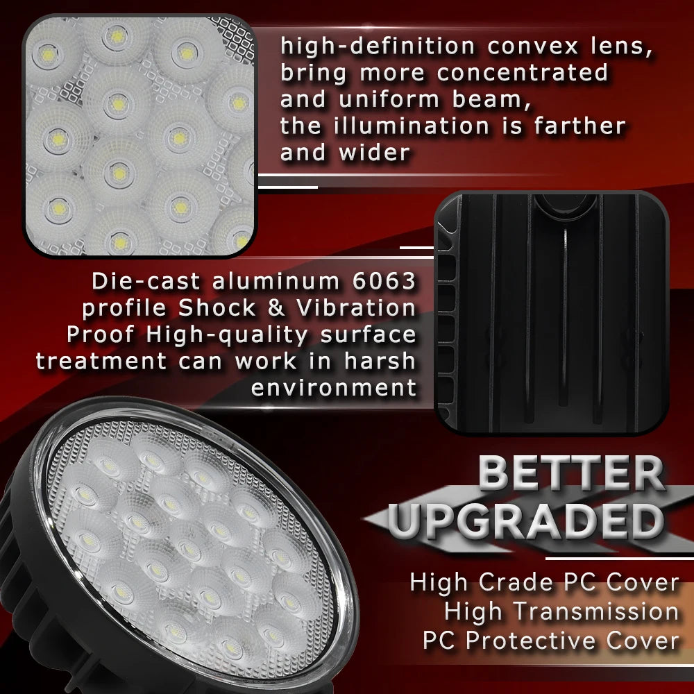 LED Light Bar 6000K Spotlight Headlight Bulb Circular LED Work Light flood for Car Truct Boat Atv 4x4 Jeep Off Round