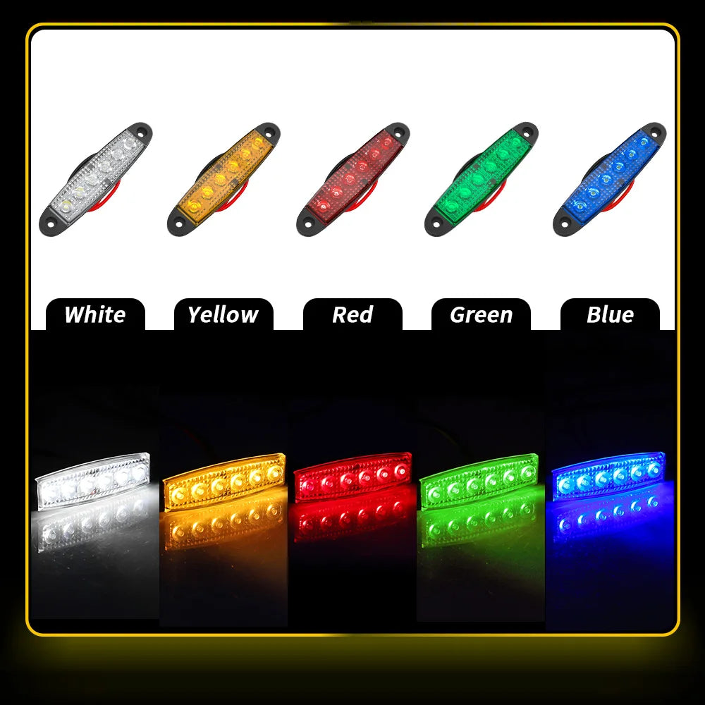Luz de advertencia constante LED de 12 V, 24 V, 6 SMD, para rejilla de luz, baliza para automóvil, luz de tráfico ABS, color ámbar, amarillo, blanco, rojo y azul