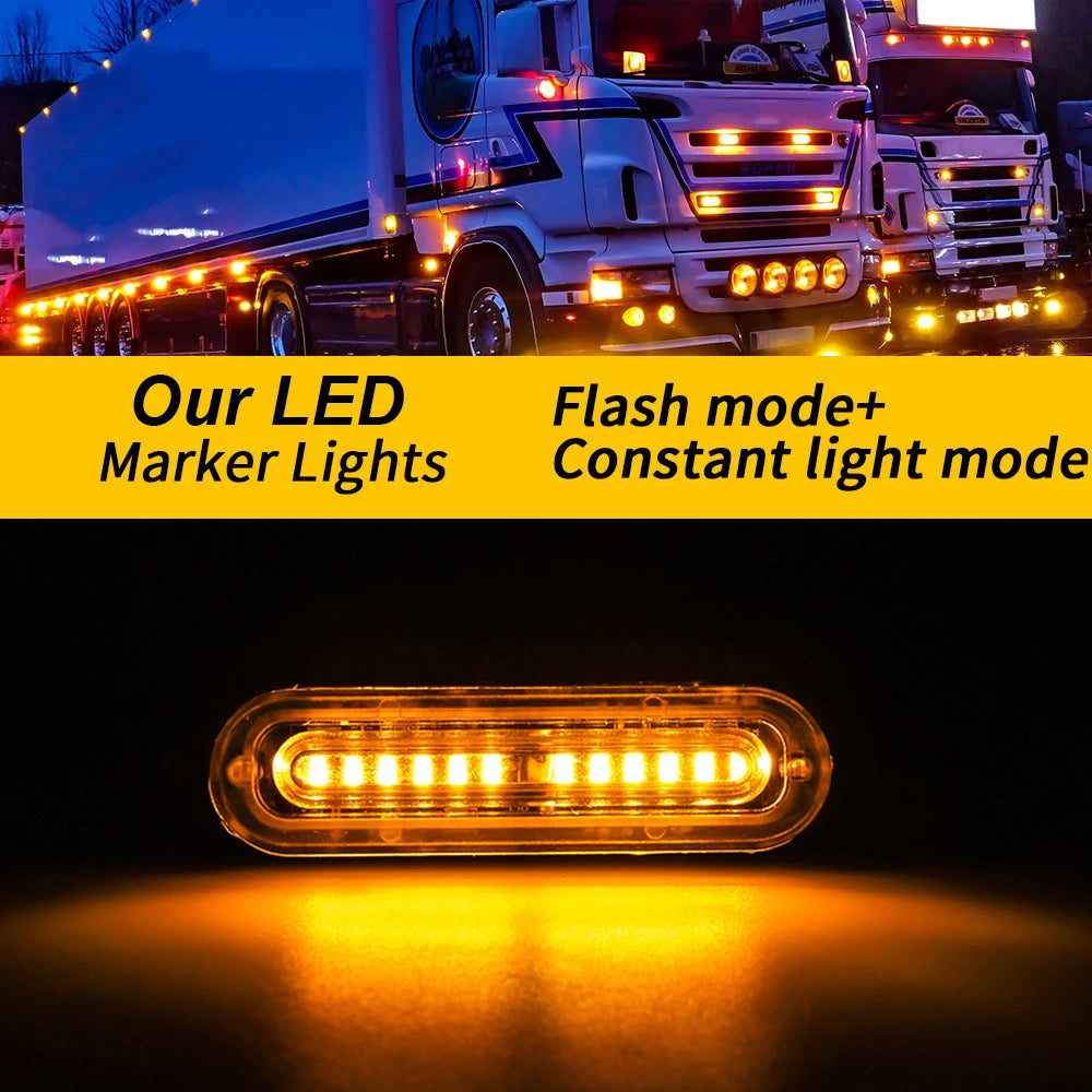 Led Strobe Warning Light Strobe Grille Flashing Lightbar Truck Car Beacon Lamp Amber Traffic Light 12V 24V Car Light Constant