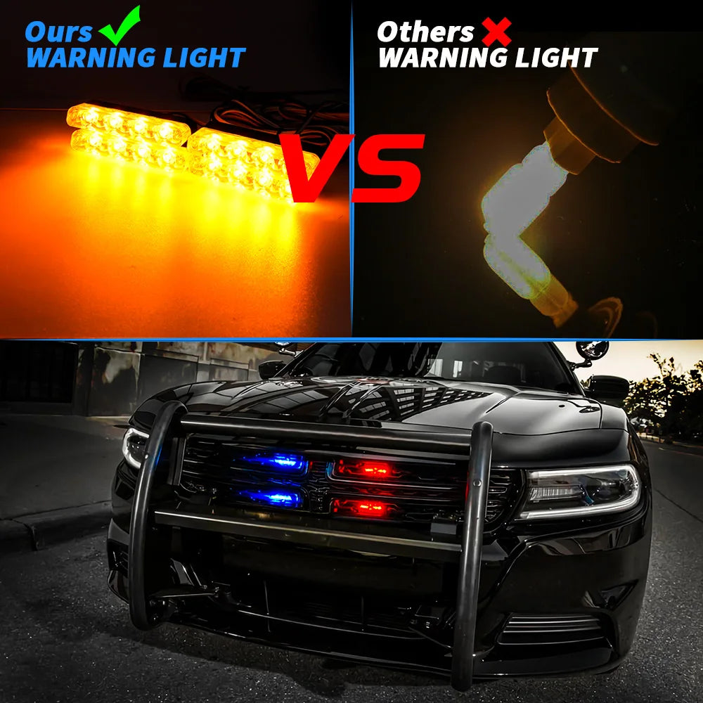 4 in 1 Wireless Control Car Led Strobe Warning Signal Light 4LED Grille Flashing Lightbar Truck Beacon Traffic Lamp