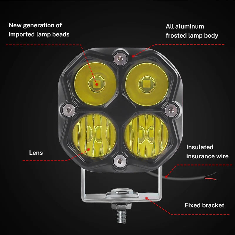 Universal 3 Inch 40W LED Work Light Square Spot Flood Waterproof Driving Lamp Off Road Fog Lamp For Auto Pickup Truck 12V 24V
