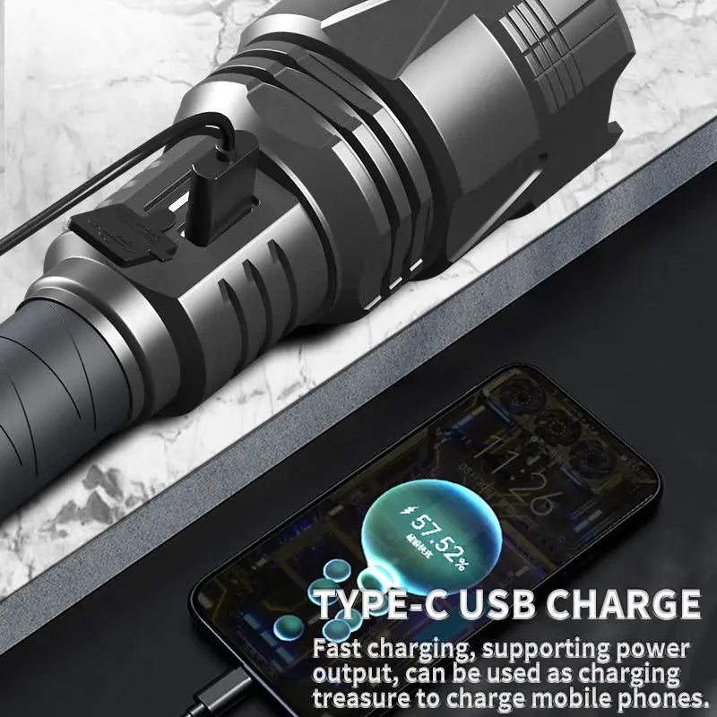 Strong Light XHP360 LED Flashlight Rechargeable High Power Spotlight Lamp Long Range Torch Emergency Lantern