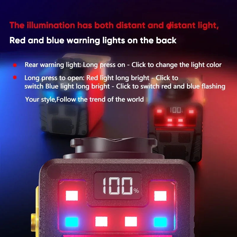 Mountain Bike Headlight TYPE-C Rechargeable Wireless Remote Control MTB Bike Front Lamp for Night Riding Cycling Accessories