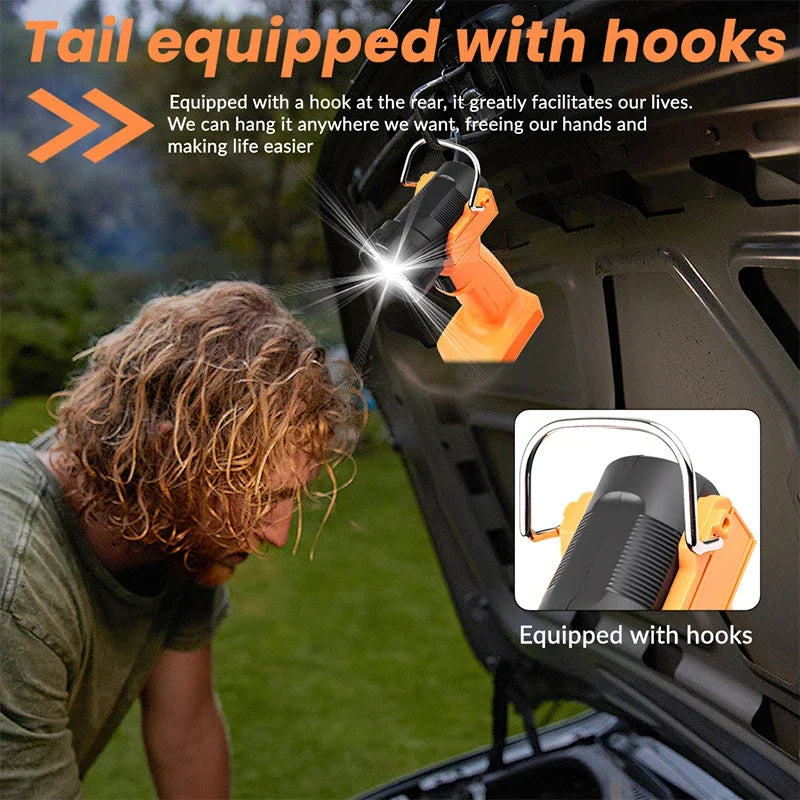 9LED work light 4000mAh Type-C USB charging with hook can be rotated 90° car repair emergency light handheld flashlig