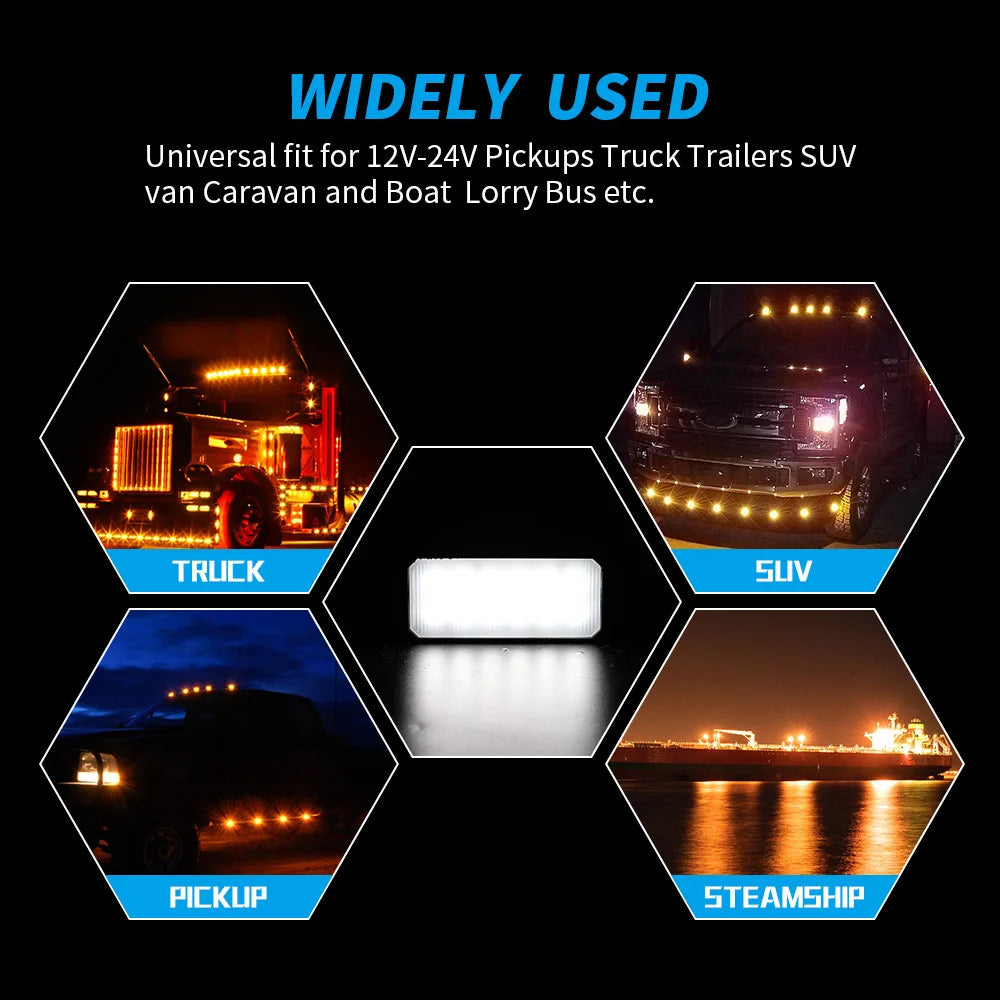 LED Beacon Warning Lamp Flashing Lightbar Emergency Strobe 12LED Yellow White Red Blue 12V 24V Warning Lamp For Truck