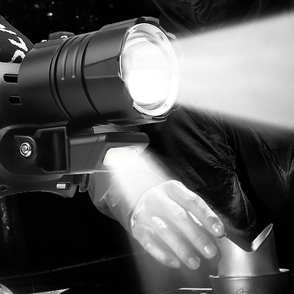 10000 LM XHP90.2 4-core Powerful Led Headlamp Led Headlight Rechargeable USB Head Flashlight Zoomable Head Torch Camping Light